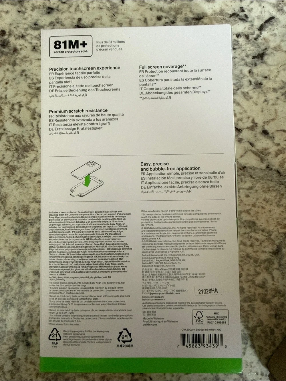 Belkin ScreenForce UltraGlass 2 Privacy Screen Protector Black iPhone 17 pro max